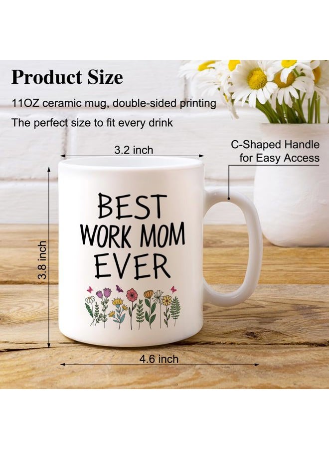 XQLZY Best Work Mom Ever Funny Coffee Mug, Retirement Appreciation Gift for Lady Boss Leader Colleague, Goodbye Gift for Work Bestie, Office Coworker Gifts for Women- 11 Ounces Ceramic Mug - Image 2