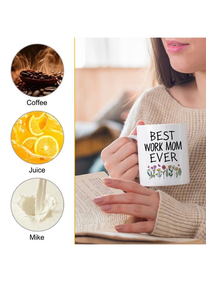 XQLZY Best Work Mom Ever Funny Coffee Mug, Retirement Appreciation Gift for Lady Boss Leader Colleague, Goodbye Gift for Work Bestie, Office Coworker Gifts for Women- 11 Ounces Ceramic Mug - Image 3