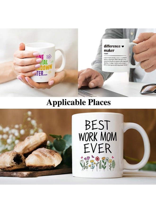 XQLZY Best Work Mom Ever Funny Coffee Mug, Retirement Appreciation Gift for Lady Boss Leader Colleague, Goodbye Gift for Work Bestie, Office Coworker Gifts for Women- 11 Ounces Ceramic Mug - Image 5