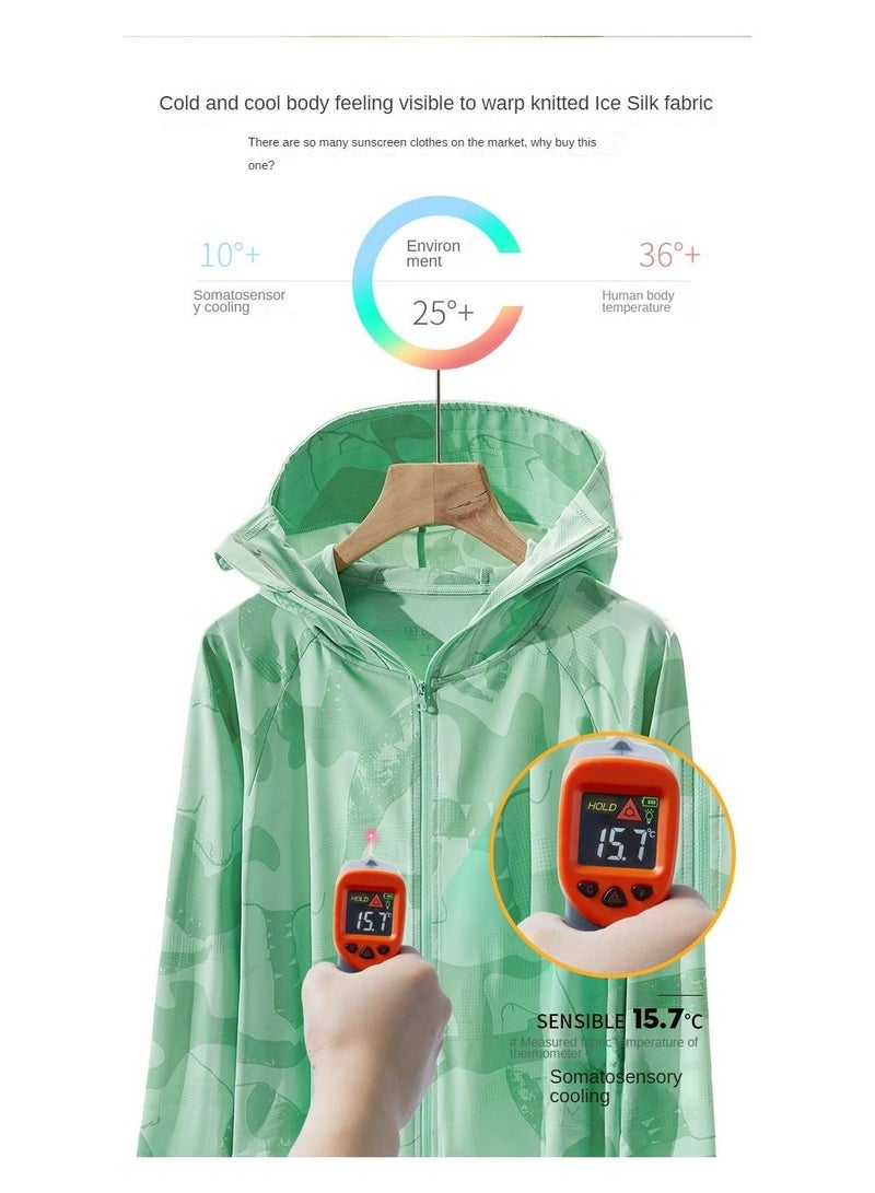 NIBEMINENT UPF 50+ UV Sun Protection Ice Silk Long Sleeve Hoodie Coat  - Image 3
