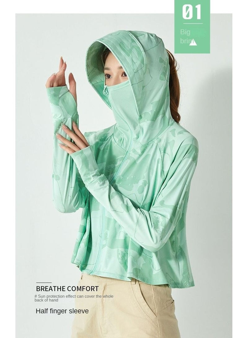 NIBEMINENT UPF 50+ UV Sun Protection Ice Silk Long Sleeve Hoodie Coat  - Image 2
