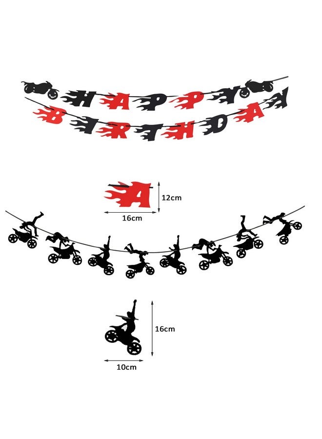 Finypa 30 Pieces Dirt Bike Birthday Decoration Dirt Bike Party Supplies Banner Cake Cupcake Topper for Motocross Themed Banner Birthday Party Man or Boy Riding Room Wall Decoration - Image 2