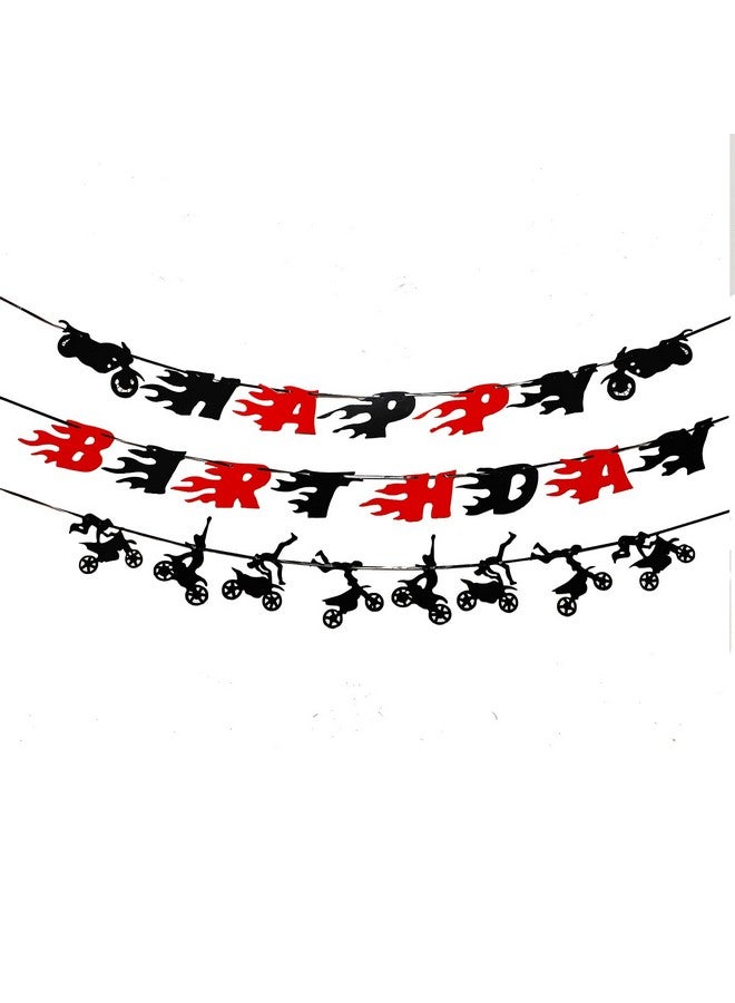 Finypa 30 Pieces Dirt Bike Birthday Decoration Dirt Bike Party Supplies Banner Cake Cupcake Topper for Motocross Themed Banner Birthday Party Man or Boy Riding Room Wall Decoration - Image 1