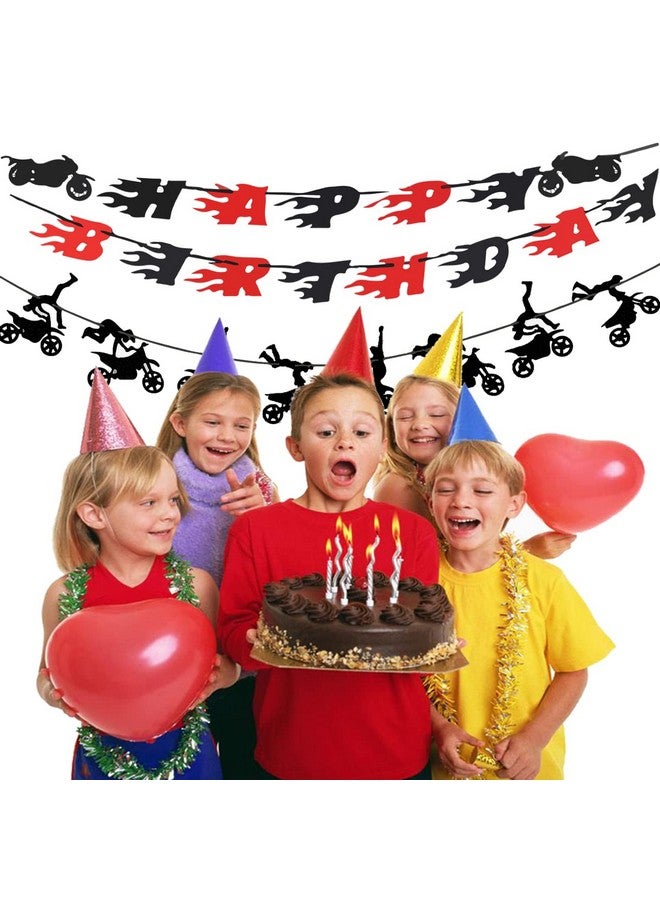 Finypa 30 Pieces Dirt Bike Birthday Decoration Dirt Bike Party Supplies Banner Cake Cupcake Topper for Motocross Themed Banner Birthday Party Man or Boy Riding Room Wall Decoration - Image 4