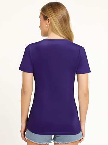 Opna Women's Short Sleeve Moisture Wicking Athletic Shirts Purple - Image 3