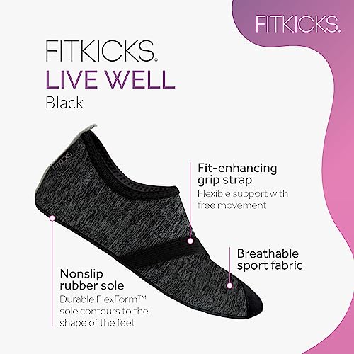 FITKICKS Original Womens Foldable Active Lifestyle Minimalist Footwear Barefoot Yoga Sporty Water Shoes Heathered BlackBlack Large - Image 3