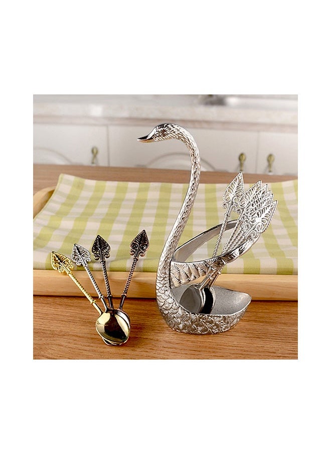 Generic - Swan Tableware Spoon Fork Holder Silver 17x6x8centimeter - Image 1