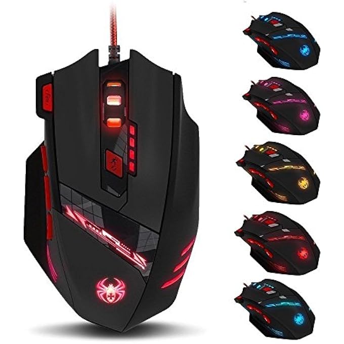 ZELOTES PC GAMING MOUSE,9200DPI USB COMPUTER MOUSE,8 PROGRAMMABLE BUTTONS,WIRED GAMING MOUSE,OPTICAL ERGONOMIC MOUSE,PC GAMING MICE FOR LAPTOP,PC,MAC,BLACK - Image 1