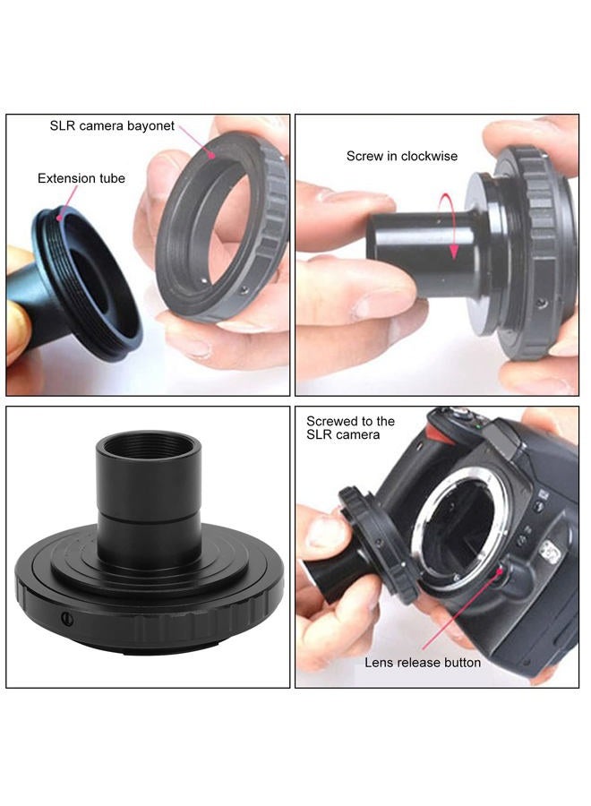 Zyyini Microscope Lens Adapter, Aluminium Alloy Black 23.2mm T-Mount Microscope to for Nikon F-Mount SLR Camera Biological Microscope Adapter Ring Record The Beauty in The Micro World - Image 2