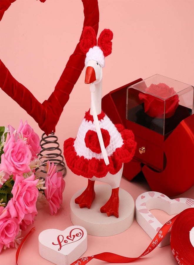 Sinbana Desk Goose Outfit Set, Cute Mini Heart Dress with Hat for 7in/17.78cm Magnetic Desk Goose Statue Porch Geese Accessories Decor - Image 3