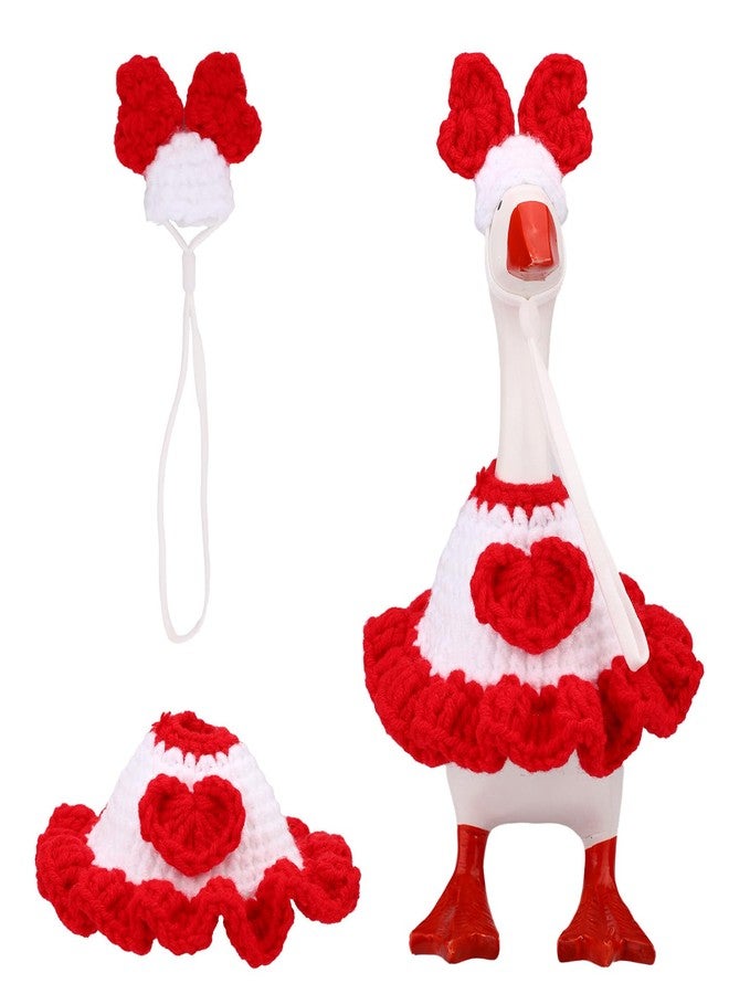 Sinbana Desk Goose Outfit Set, Cute Mini Heart Dress with Hat for 7in/17.78cm Magnetic Desk Goose Statue Porch Geese Accessories Decor - Image 1