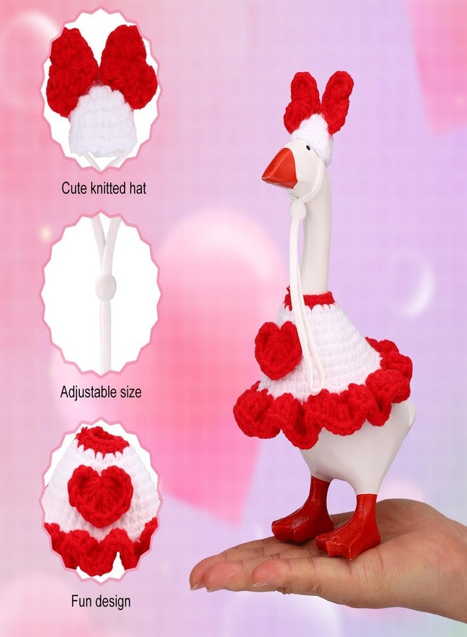 Sinbana Desk Goose Outfit Set, Cute Mini Heart Dress with Hat for 7in/17.78cm Magnetic Desk Goose Statue Porch Geese Accessories Decor - Image 4