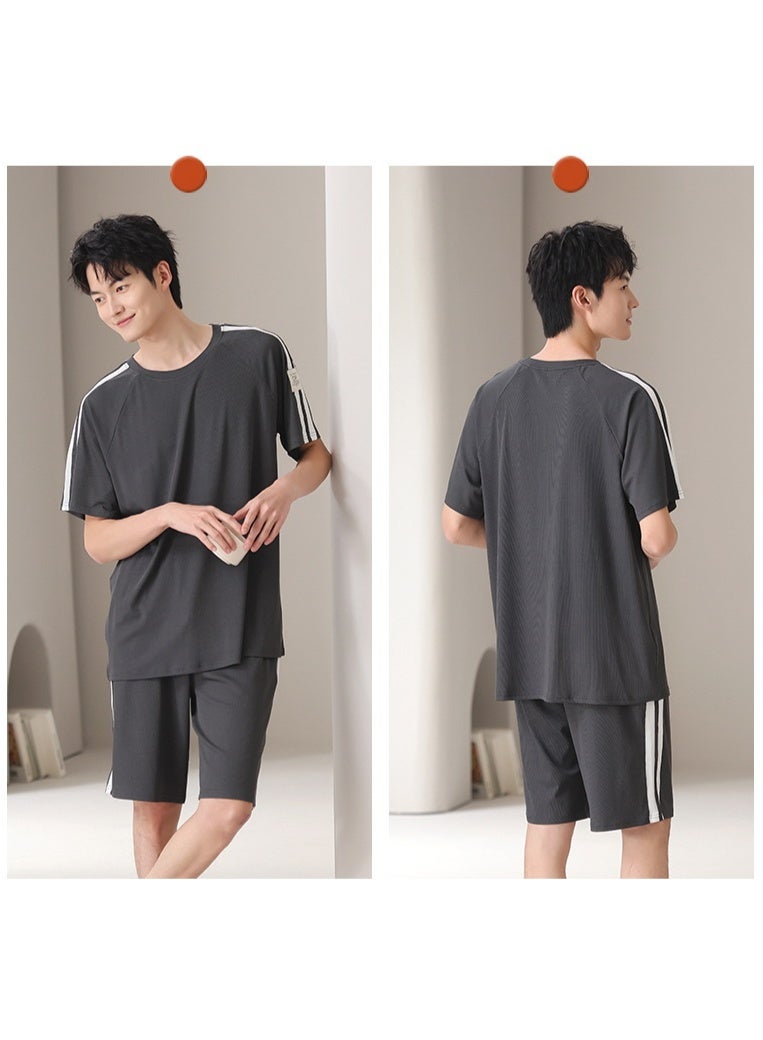 Summer Men's Pajamas Homewear Set Short-Sleeved Shorts Teenage Students Casual Pajamas Homewear Set - Image 2