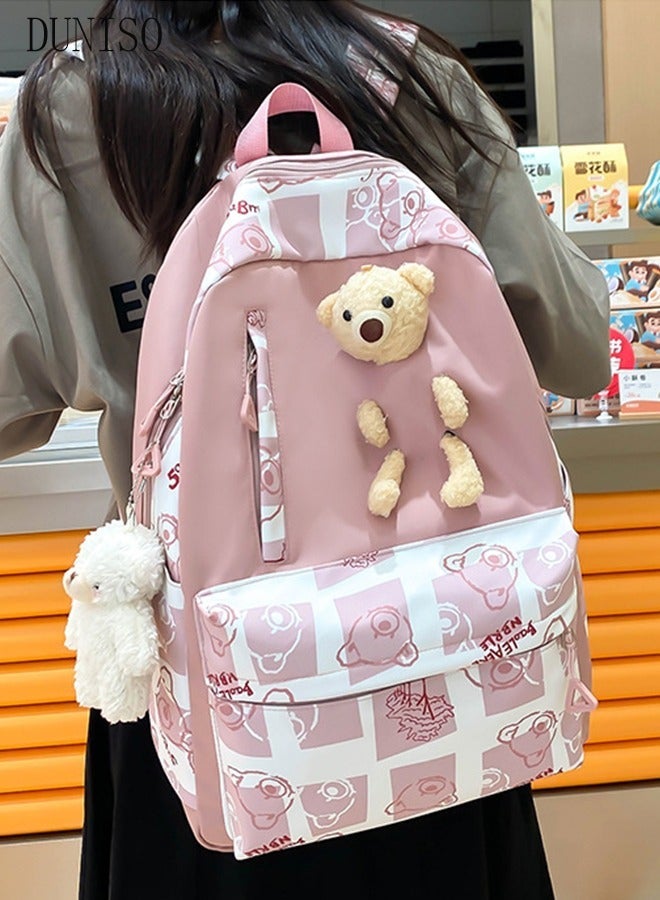 DUNISO 3PCS Kids School Backpack Set Canvas Laptop School Bag Sets for Kids with Lunch Bag,Pencil Box,Large-capacity Bookbag for Girls Boys Back to School Supplies - Image 2