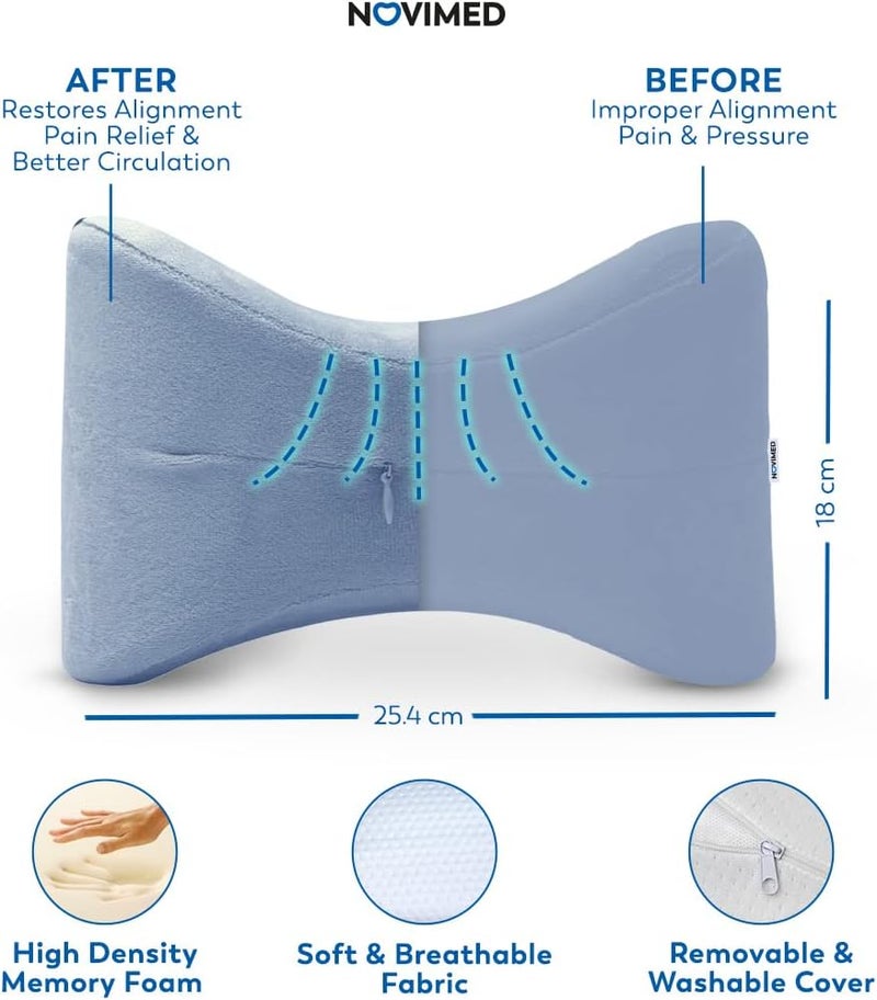 NOVIMED Orthopedic Memory Foam Knee Pillow for Sleeping - Prevents Knee Clashing - Hip, Lower Back, Leg, and Sciatic Nerve Pain Relief Pillows for Side Sleepers - Image 2
