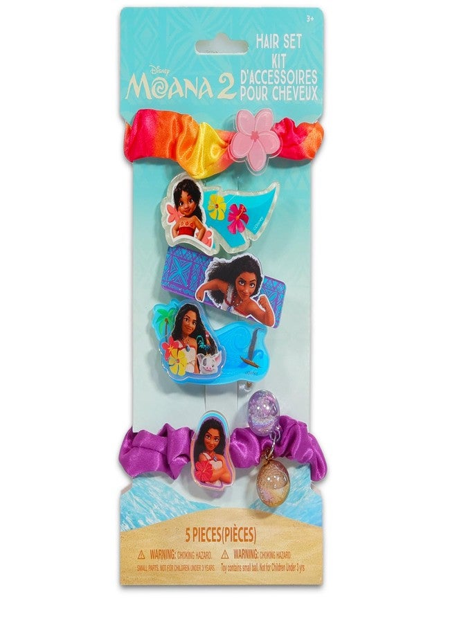 Disney Moana Hair Accessories Set - Bundle with 3 Moana Hair Clips and 2 Moana Scrunchies Plus Stickers, More | Moana 2 Hair Accessories for Toddler Girls - Image 2