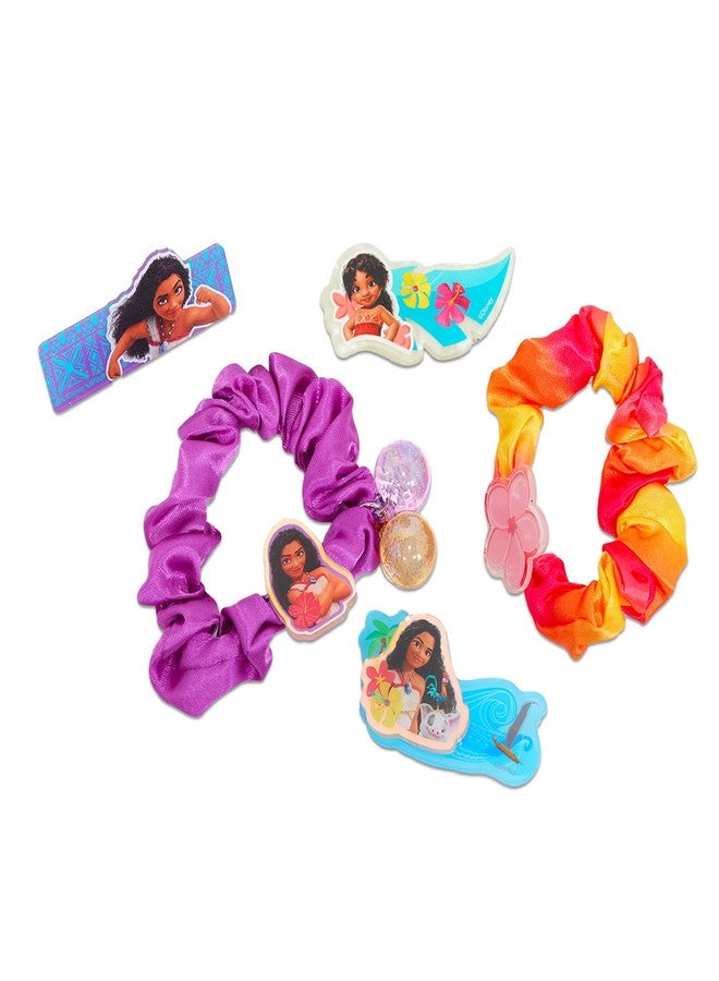 Disney Moana Hair Accessories Set - Bundle with 3 Moana Hair Clips and 2 Moana Scrunchies Plus Stickers, More | Moana 2 Hair Accessories for Toddler Girls - Image 3