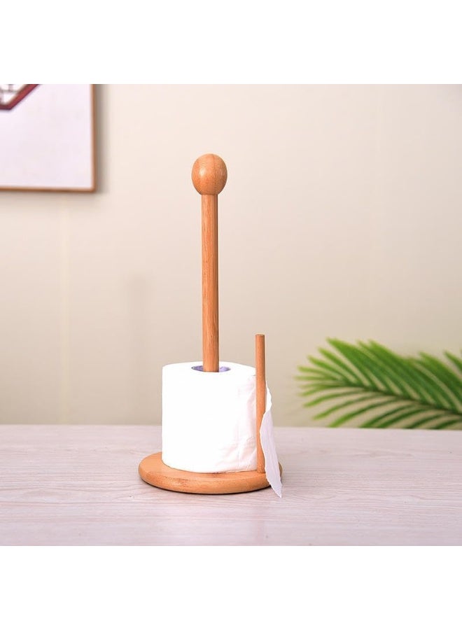 ECVV Ecvv Kitchen Wooden Roll Paper Towel Holder Bathroom Tissue Holder Toilet Paper Stand Napkins Rack - Image 2