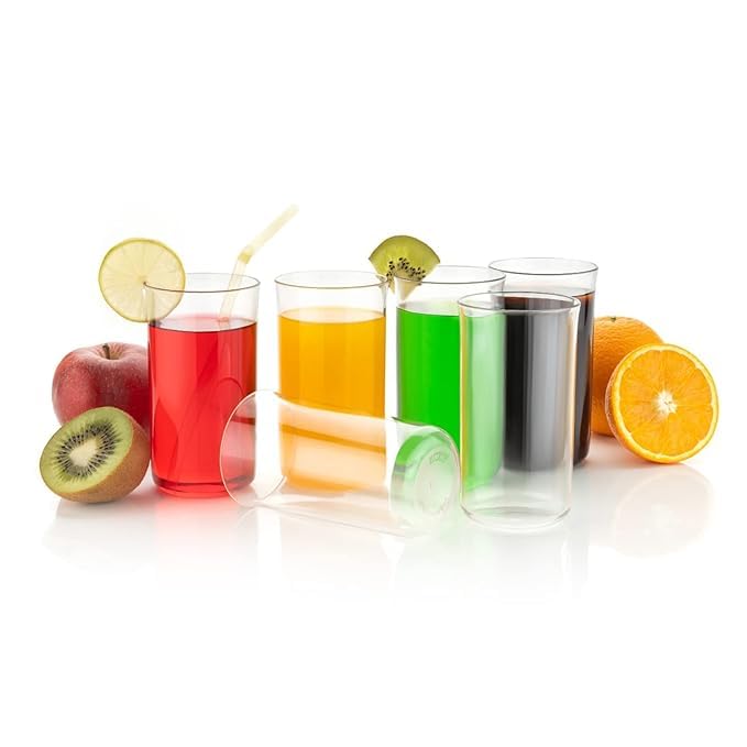 AWICKTIK Multi Purpose Unbreakable Drinking Glass Set of 6 Pieces Plastic300 ml Capacity Each Clear Glass Water and Juice Glass Set Stylish Glass 300 ML Unbreakable - Image 2