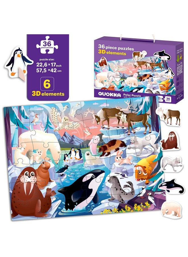 quokka Floor Puzzles For Kids Ages 35 3 X 36 Pieces Toddler Kids Puzzles Ages 48 By Quokka 12 Toy 3D Figures Learning Farm Animals For 68 Jigsaw Game For Boy And Girl 357 Year Old - Image 3