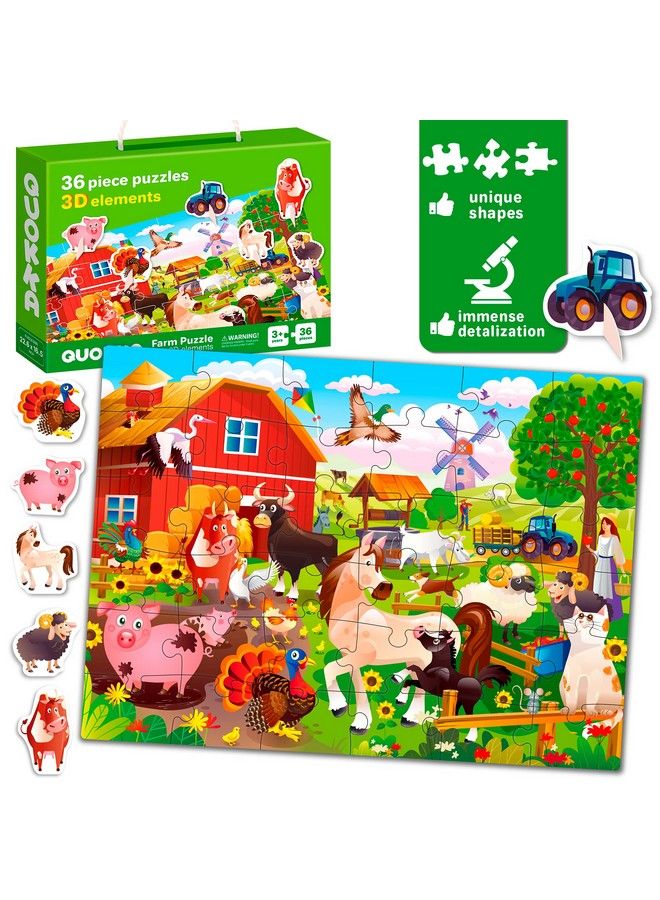 quokka Floor Puzzles For Kids Ages 35 3 X 36 Pieces Toddler Kids Puzzles Ages 48 By Quokka 12 Toy 3D Figures Learning Farm Animals For 68 Jigsaw Game For Boy And Girl 357 Year Old - Image 4