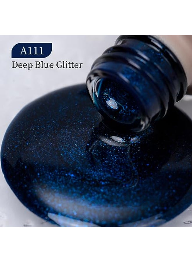MAYCHAO 15ML Deep Blue Glitter Gel Nail Polish 1Pc Blue Shimmer Gel Polish Soak Off UV LED Nail Polish Nail Art Starter Manicure Salon DIY at Home 05 OZ - Image 3