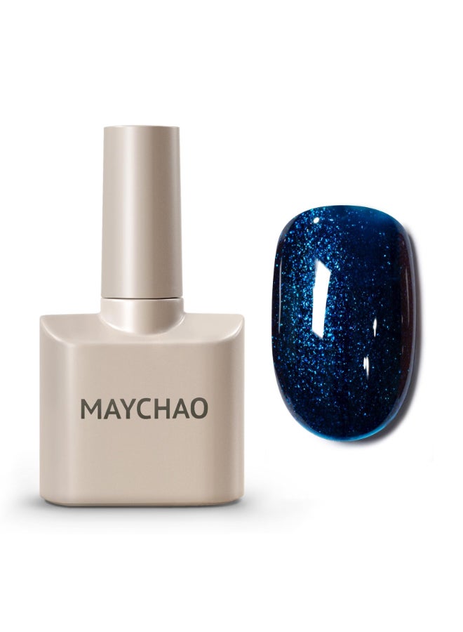 MAYCHAO 15ML Deep Blue Glitter Gel Nail Polish 1Pc Blue Shimmer Gel Polish Soak Off UV LED Nail Polish Nail Art Starter Manicure Salon DIY at Home 05 OZ - Image 2