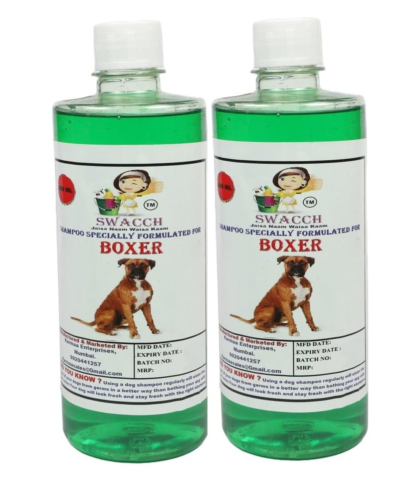 swacch Shampoo | Puppy Safe Shampoo | PH Balanced | Ditch to Itch for Boxer Dog Shampoo 500ml Pack of 2 (Neem Alovera) + Spike Ball Chew Toy Combo Pack - Image 2