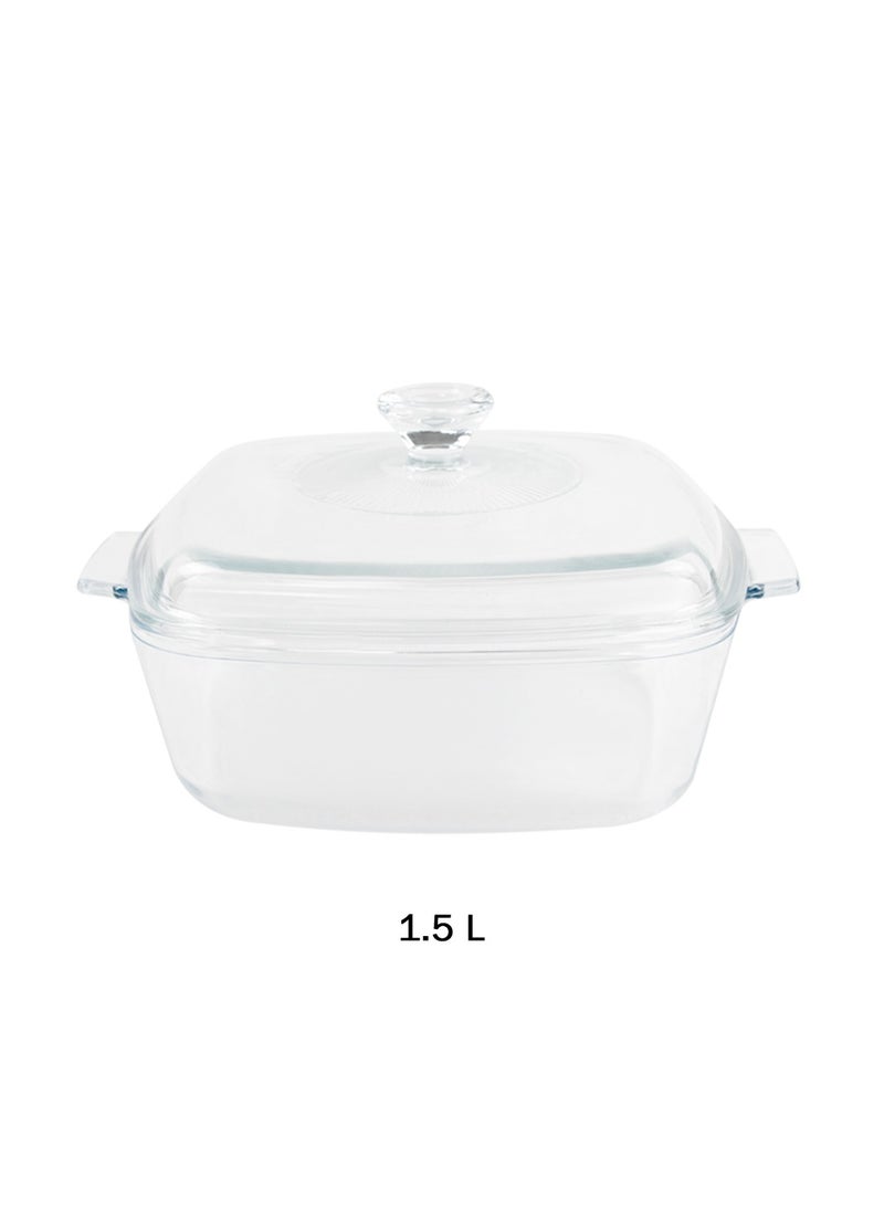 Home Smart - Home Smart Bakeware Casserole Glass Square with Lid Set of Three Small Medium Large - Image 1
