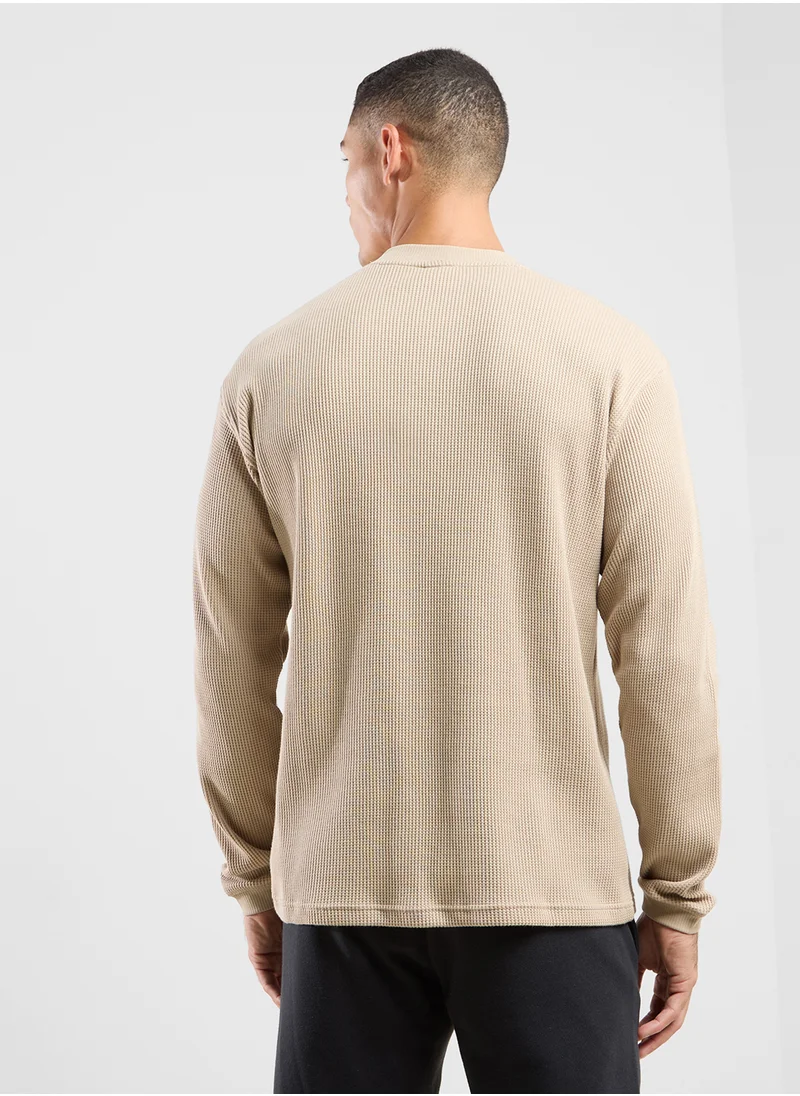 New Balance Waffle Knit Long Sleeve Henley