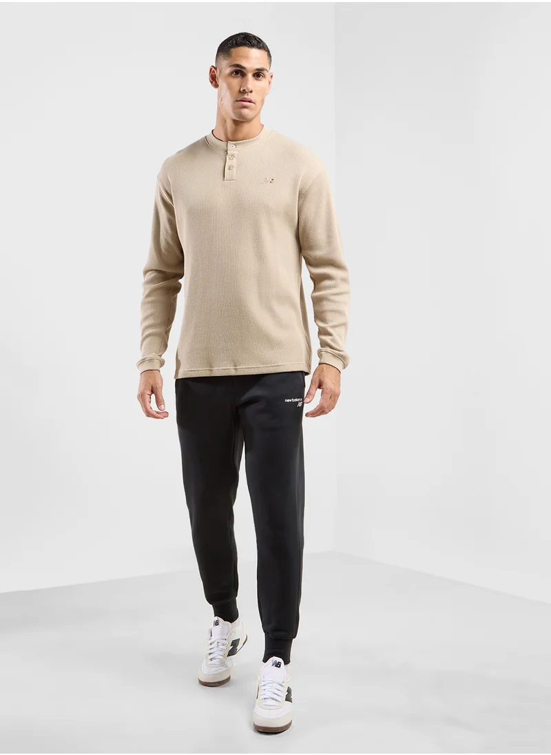 New Balance Waffle Knit Long Sleeve Henley