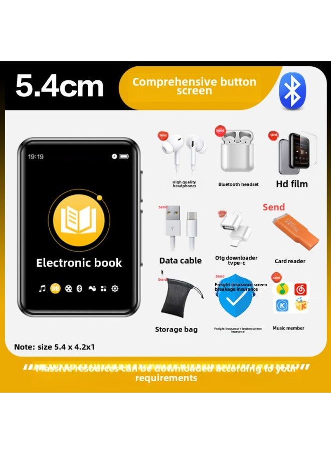 Generic Bluetooth Mp4 Reading Novels Senior High School Student-specific Reader Mp3 Walkman Mp5 E-book Artifact P3p4mp7-Body Color:5.4-button Long Battery Life Model/bluetooth 6.0 [free Wireless Bluetooth Headset/music Membership/otg/cloth Bag/card Reader/hd Film/enlarged Battery]-Memory Capacity:64gb [more Than 2,300 Popular Boys’ Novels + Songs + Movies Have Been Downloaded] - Value Package [official Standard + Original Charger]  - Image 1
