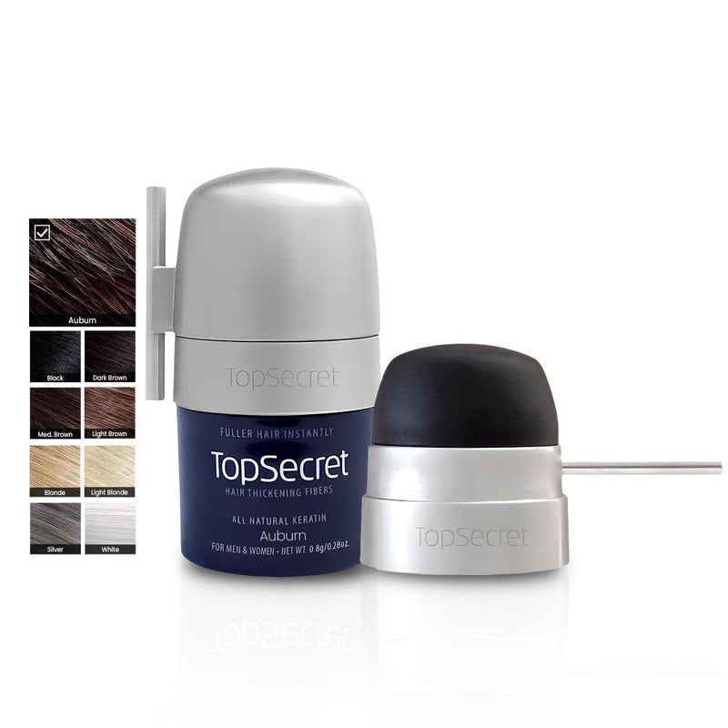 Top Secret Hair Thickening Building Fibers Applicator Included  Undetectable  Natural Hair Filler  for Men  Women  Instantly Fill In Fine Thinning Hair  Weather  Sweat Resistant Auburn Small