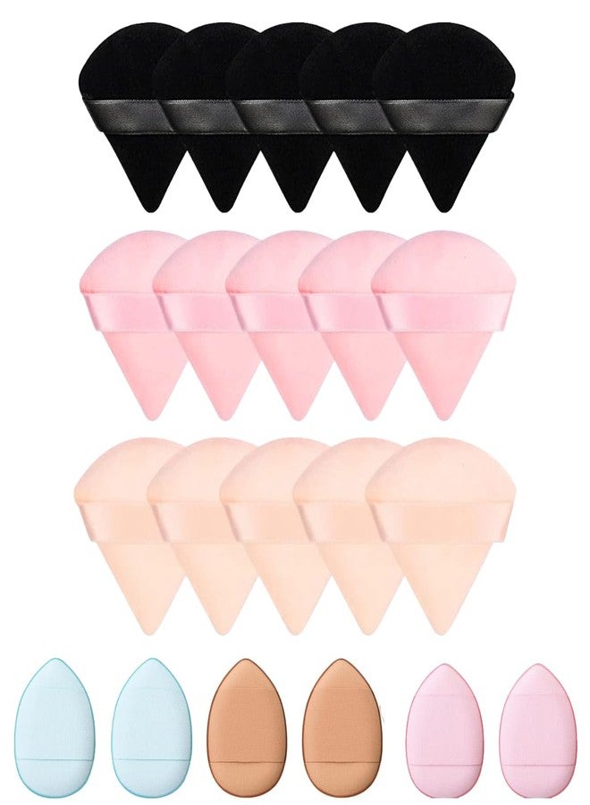 Ruby Face RubyFace 15 Pcs Triangle Makeup Puff Set, 6 Pcs Mini Finger Soft Powder Puffs for Foundation, Concealer & Loose Powder, Reusable Latex-Free Face Makeup Applicators (Multicolor)- 21 Pcs Set - Image 1