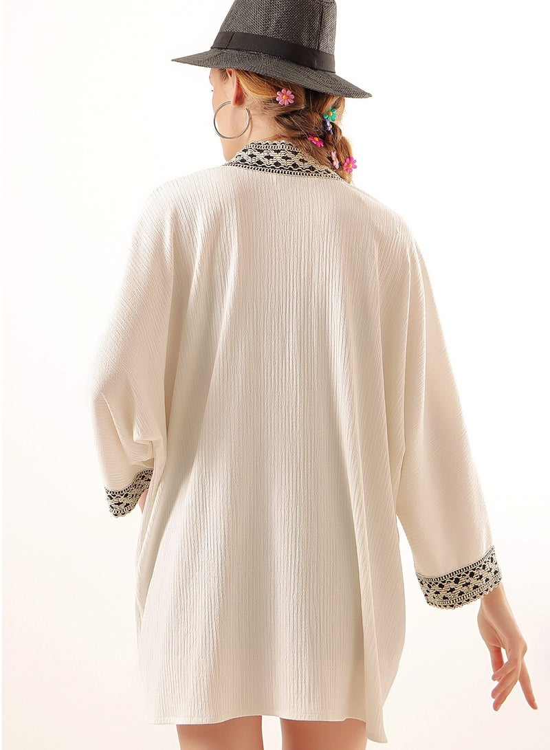 Short Kimono with Emroidered Trim  - Image 4