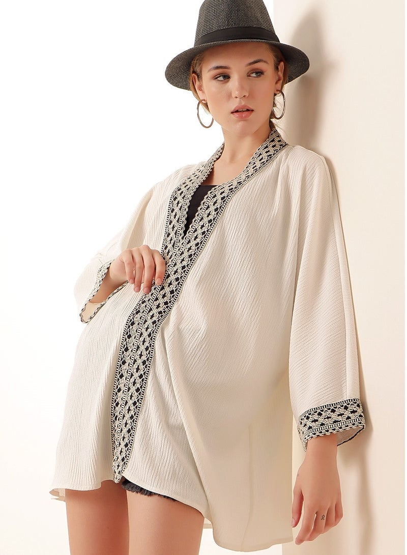 Short Kimono with Emroidered Trim  - Image 3