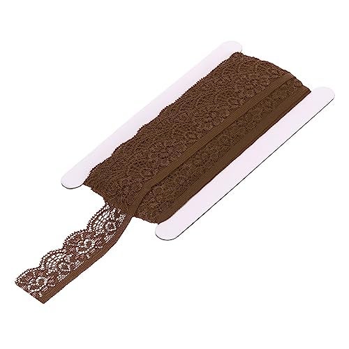 MECCANIXITY Lace Trim Vintage Crochet 098 x 10yards Brown Stretch Lace Ribbon for DIY Scrapbooking Clothes Fabric Wedding Decoration Gift Wrap - Image 1