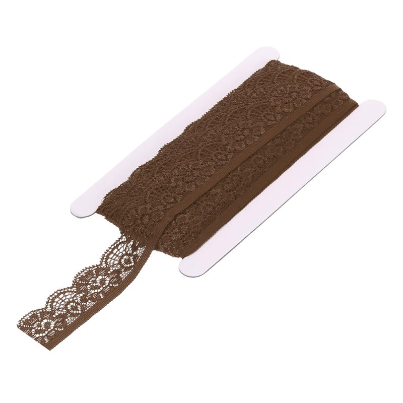 MECCANIXITY Lace Trim Vintage Crochet 098 x 10yards Brown Stretch Lace Ribbon for DIY Scrapbooking Clothes Fabric Wedding Decoration Gift Wrap - Image 3