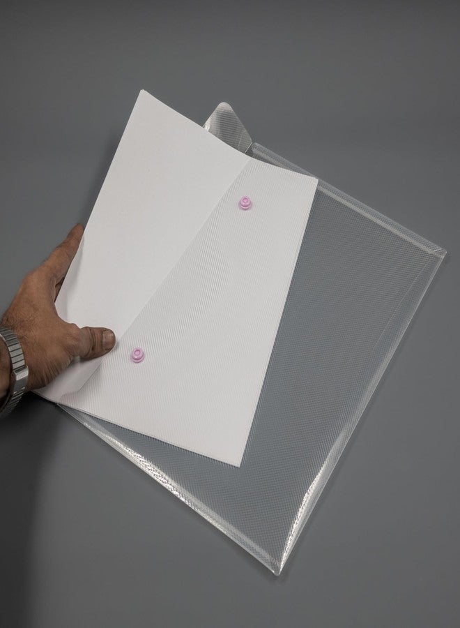 Comma Jellybean Folder | A4 Size Transparent Plastic File Folder | PP Document Holder with Snap Button (Pack of 5) - Assorted - Image 3