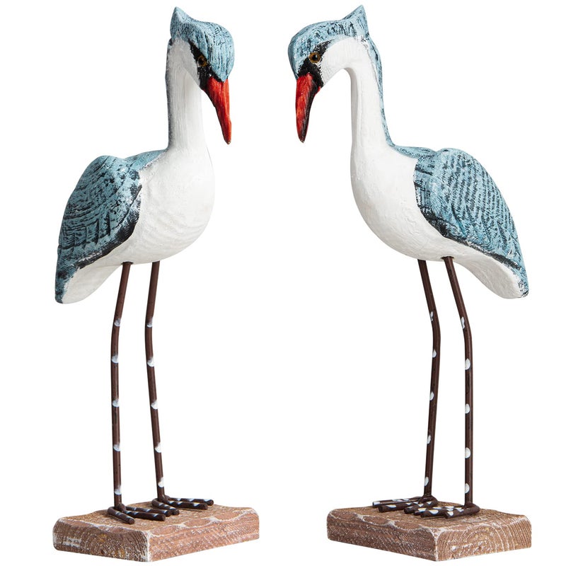 Evinis EVINIS 2pcs Wooden Seagull Figurine Sea Bird Statue Ornaments Mediterranean Style for Coastal Beach Garden Room Office Decoration Large 