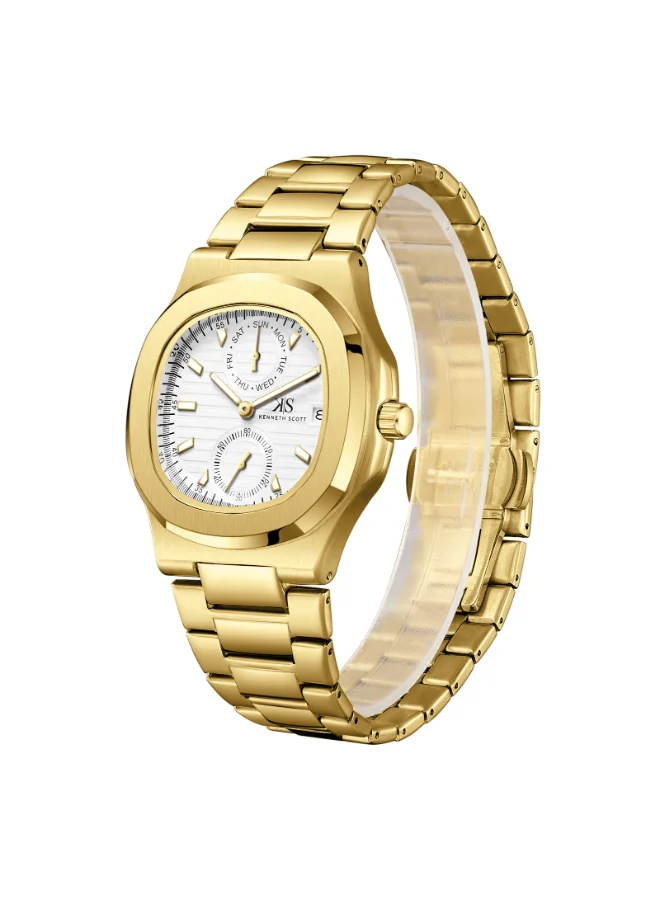 Kenneth Scott Men's Stainless Steel Analog Watch K25002-GBGW - 42.7x46.2 mm
