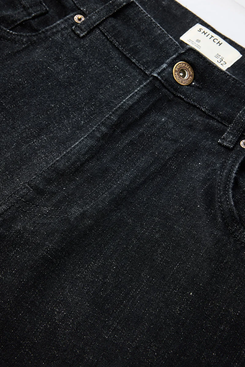 SNITCH Black Straight Fit Washed Jeans for Men | Best Price UAE