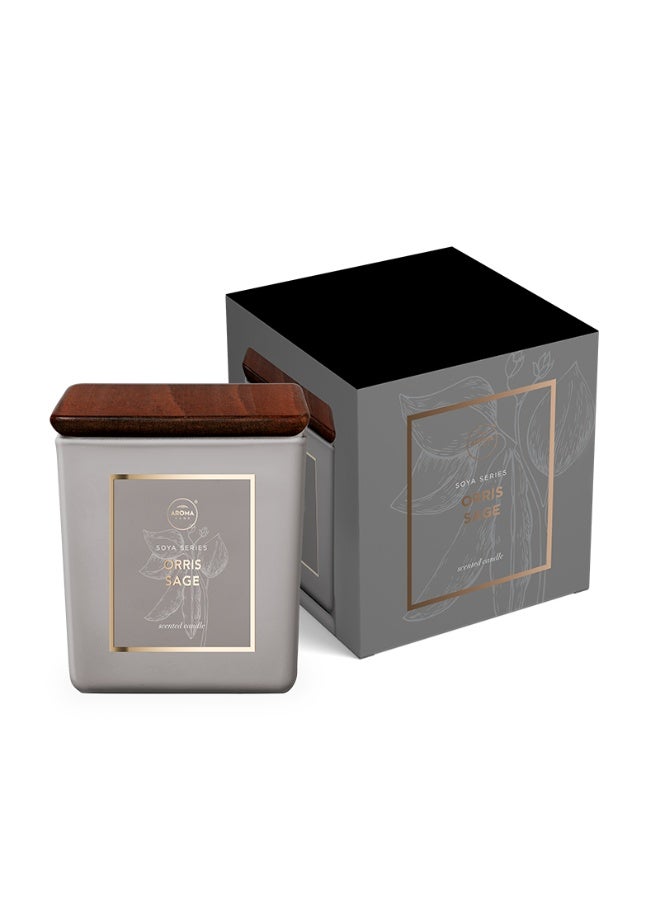 Aroma Home Natural Soy Wax Scented Candle – Long-Lasting 38-Hour Burn, 155g – Perfect for Home Décor, Relaxation &   therapy (Orris & Sage)