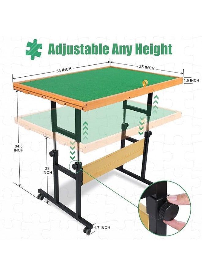 ALL4JIG 1500 Piece Jigsaw Puzzle Table with Legs,25"x34"Adjustable Puzzle Tables for Adults, 3-Tilting-Angle Portable Wooden Jigsaw Puzzle Board Portable with 4 Drawers & Cover Birthday Gift for mom - Image 2