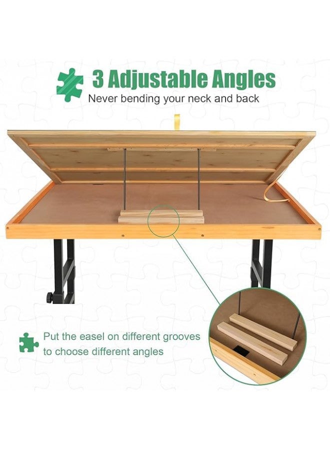 ALL4JIG 1500 Piece Jigsaw Puzzle Table with Legs,25"x34"Adjustable Puzzle Tables for Adults, 3-Tilting-Angle Portable Wooden Jigsaw Puzzle Board Portable with 4 Drawers & Cover Birthday Gift for mom - Image 1