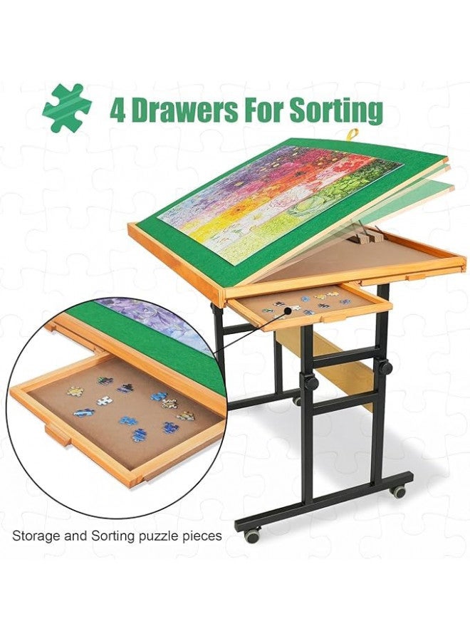 ALL4JIG 1500 Piece Jigsaw Puzzle Table with Legs,25"x34"Adjustable Puzzle Tables for Adults, 3-Tilting-Angle Portable Wooden Jigsaw Puzzle Board Portable with 4 Drawers & Cover Birthday Gift for mom - Image 3