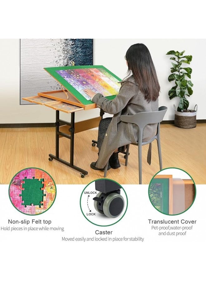 ALL4JIG 1500 Piece Jigsaw Puzzle Table with Legs,25"x34"Adjustable Puzzle Tables for Adults, 3-Tilting-Angle Portable Wooden Jigsaw Puzzle Board Portable with 4 Drawers & Cover Birthday Gift for mom - Image 4