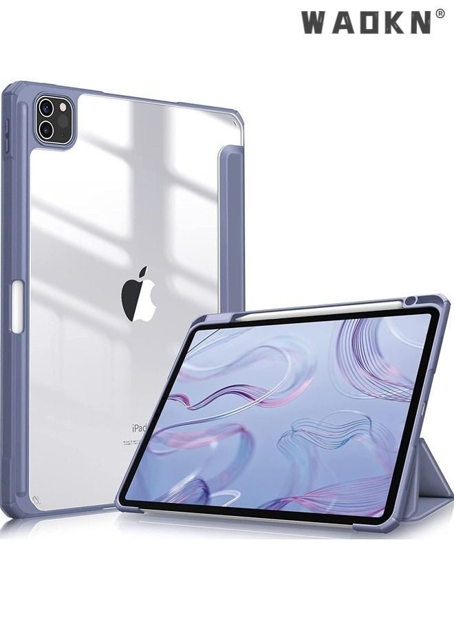 Raxoom Protective Case Cover For Apple iPad Pro 11 inch (2022/2021/2020/2018) Generation with Pencil Holder, [Support Apple Pencil Charging and Touch ID], Clear Transparent Case with Auto Wake/Sleepï¼ŒBlue - Image 1
