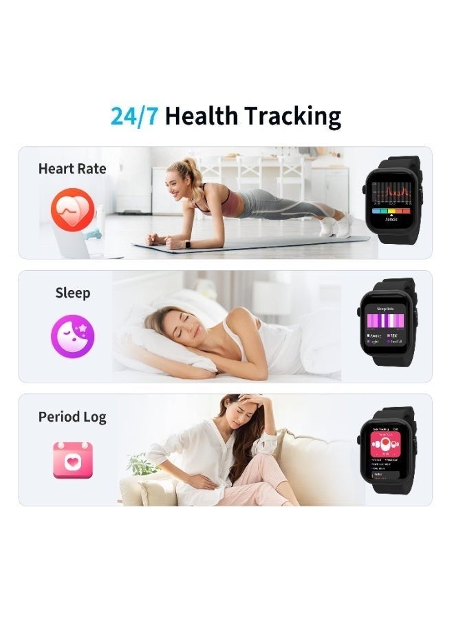 G-Tab GLS1 Smart Watch for Women Bluetooth Calling 1.75" Full Touch Display Heart Rate Sleep Fitness Tracker AI Voice Assistant Waterproof Long Battery Compatible Android iOS Black - Image 4