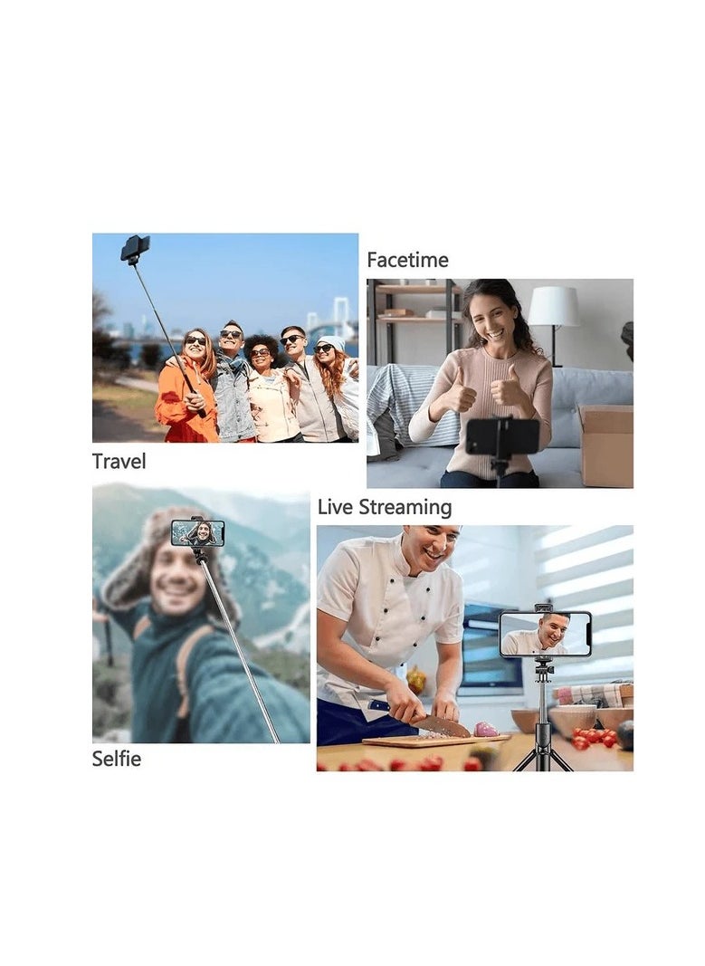 Generic - Selfie Stick, Extendable Selfie Stick Tripod with Wireless Remote and Tripod Stand, Portable, Lightweight, Compatible with iPhone 15 14 13 12 Pro Xs Max X 8Plus, Samsung Smartphone and More - Image 1